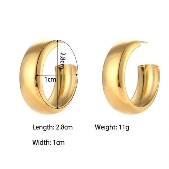 NEW 18K GOLD CHUNKY ICE HOOP EARRINGS - Picture 6 of 6